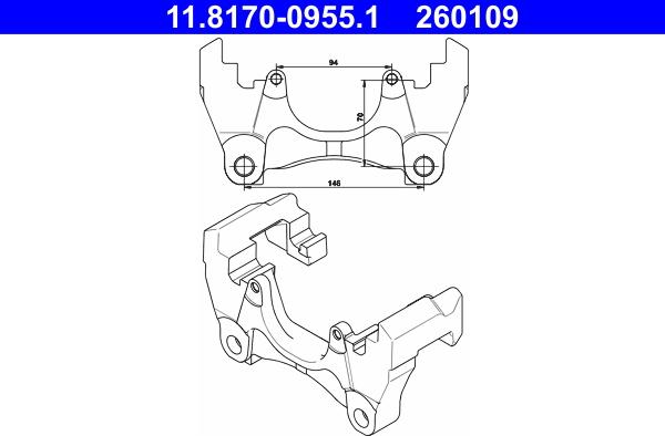 ATE 11.8170-0955.1 - Кронштейн, корпус скобы тормоза parts5.com