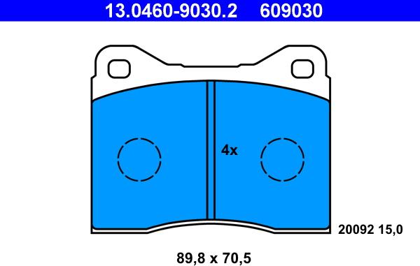 ATE 13.0460-9030.2 - Тормозные колодки, дисковые, комплект parts5.com