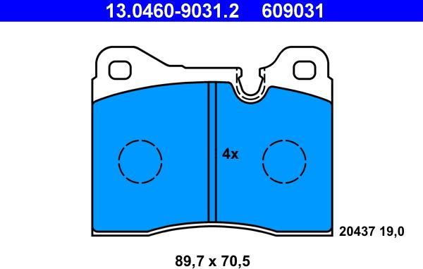 ATE 13.0460-9031.2 - Тормозные колодки, дисковые, комплект parts5.com