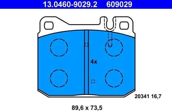 ATE 13.0460-9029.2 - Тормозные колодки, дисковые, комплект parts5.com