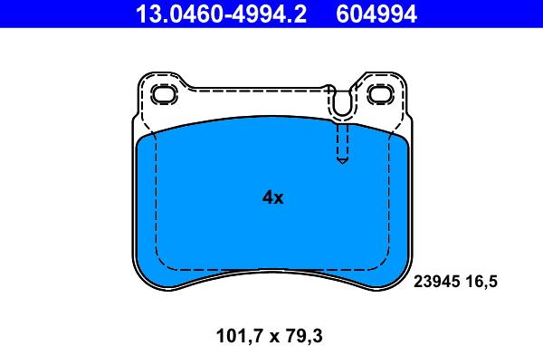 ATE 13.0460-4994.2 - Тормозные колодки, дисковые, комплект parts5.com