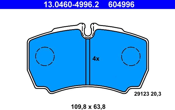 ATE 13.0460-4996.2 - Тормозные колодки, дисковые, комплект parts5.com