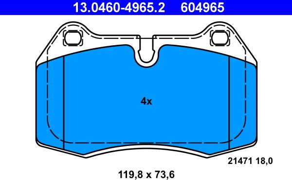 ATE 13.0460-4965.2 - Тормозные колодки, дисковые, комплект parts5.com