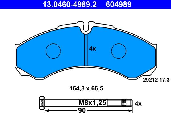 ATE 13.0460-4989.2 - Тормозные колодки, дисковые, комплект parts5.com