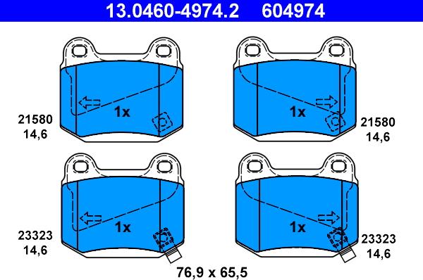 ATE 13.0460-4974.2 - Тормозные колодки, дисковые, комплект parts5.com