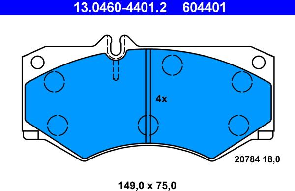 ATE 13.0460-4401.2 - Тормозные колодки, дисковые, комплект parts5.com