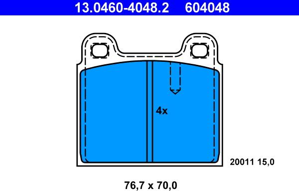 ATE 13.0460-4048.2 - Тормозные колодки, дисковые, комплект parts5.com