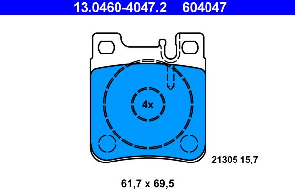 ATE 13.0460-4047.2 - Тормозные колодки, дисковые, комплект parts5.com