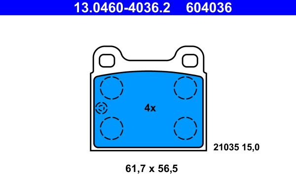 ATE 13.0460-4036.2 - Тормозные колодки, дисковые, комплект parts5.com