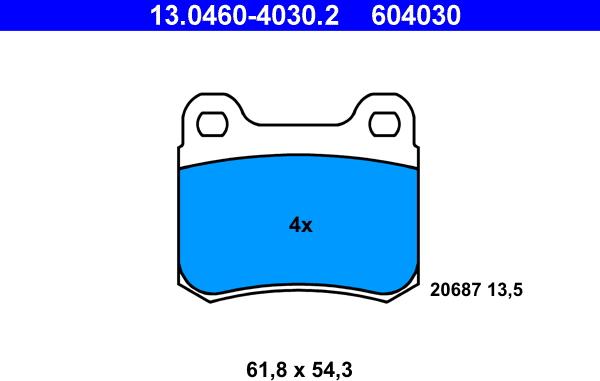 ATE 13.0460-4030.2 - Тормозные колодки, дисковые, комплект parts5.com