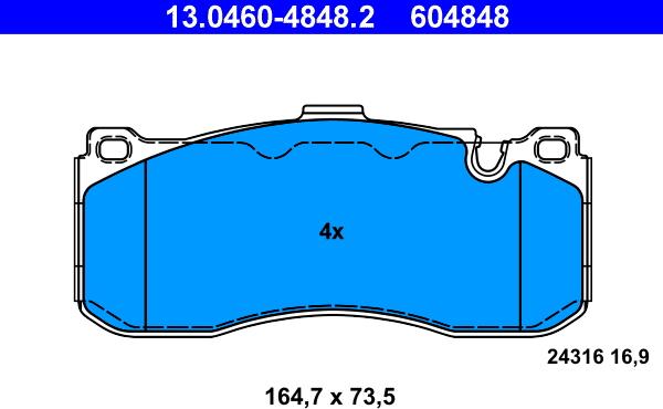 ATE 13.0460-4848.2 - Тормозные колодки, дисковые, комплект parts5.com