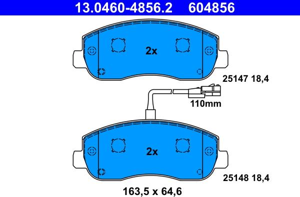 ATE 13.0460-4856.2 - Тормозные колодки, дисковые, комплект parts5.com