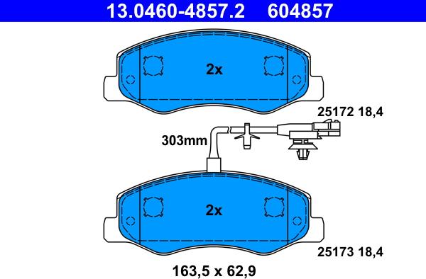 ATE 13.0460-4857.2 - Тормозные колодки, дисковые, комплект parts5.com