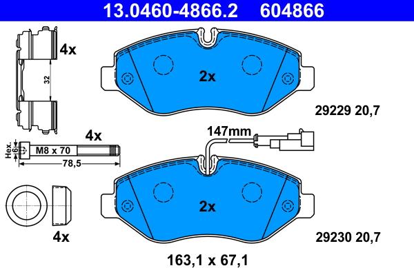 ATE 13.0460-4866.2 - Тормозные колодки, дисковые, комплект parts5.com