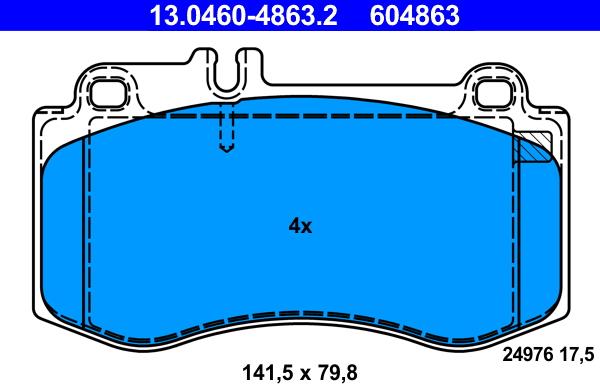 ATE 13.0460-4863.2 - Тормозные колодки, дисковые, комплект parts5.com