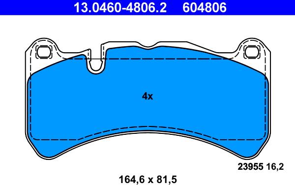 ATE 13.0460-4806.2 - Тормозные колодки, дисковые, комплект parts5.com