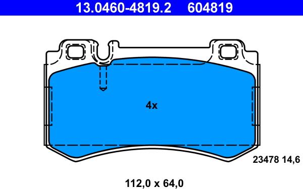 ATE 13.0460-4819.2 - Тормозные колодки, дисковые, комплект parts5.com