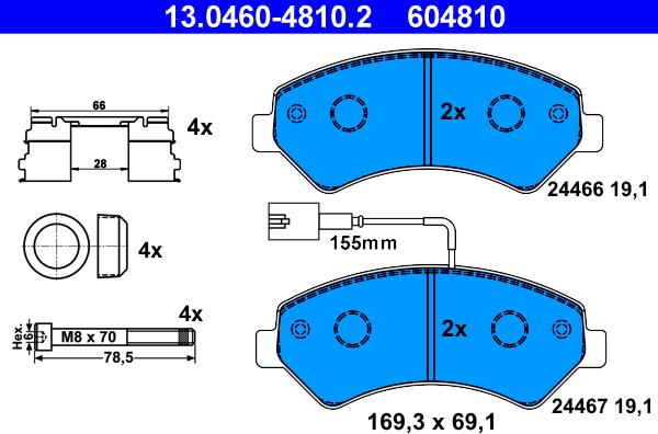 ATE 13.0460-4810.2 - Тормозные колодки, дисковые, комплект parts5.com