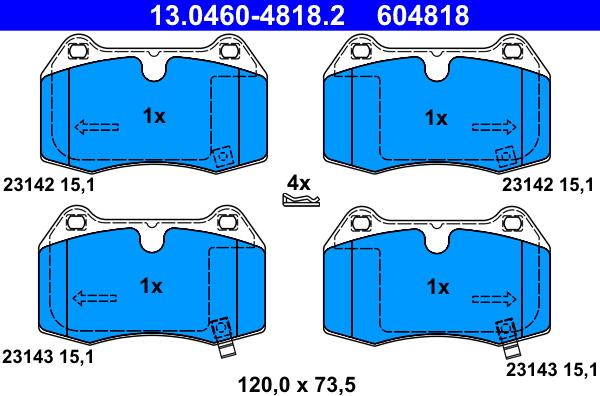 ATE 13.0460-4818.2 - Тормозные колодки, дисковые, комплект parts5.com