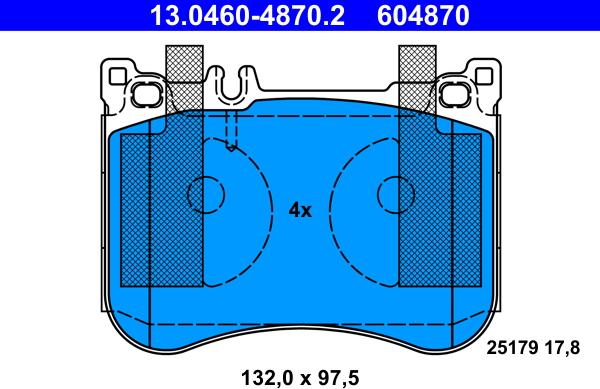 ATE 13.0460-4870.2 - Тормозные колодки, дисковые, комплект parts5.com