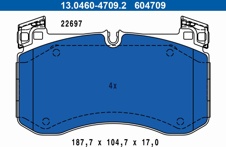 ATE 13.0460-4709.2 - Тормозные колодки, дисковые, комплект parts5.com