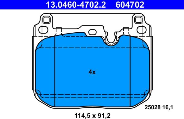 ATE 13.0460-4702.2 - Тормозные колодки, дисковые, комплект parts5.com