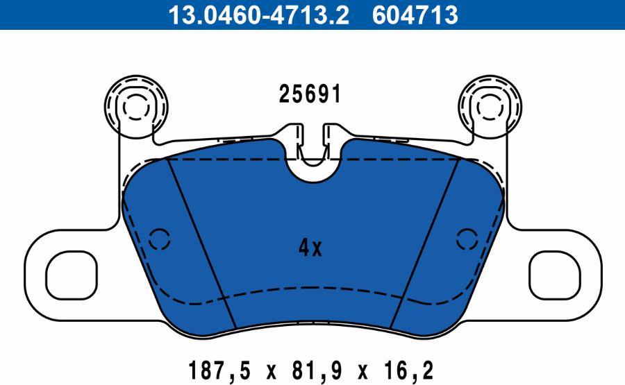 ATE 13.0460-4713.2 - Тормозные колодки, дисковые, комплект parts5.com