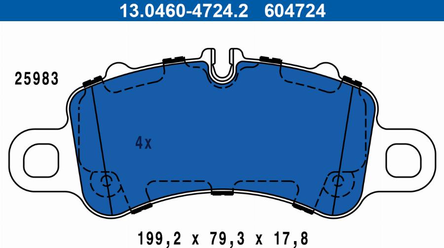 ATE 13.0460-4724.2 - Тормозные колодки, дисковые, комплект parts5.com