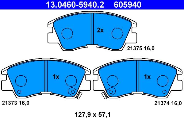 ATE 13.0460-5940.2 - Тормозные колодки, дисковые, комплект parts5.com