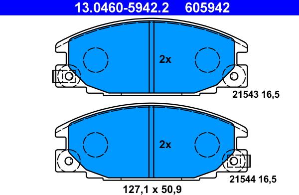 ATE 13.0460-5942.2 - Тормозные колодки, дисковые, комплект parts5.com