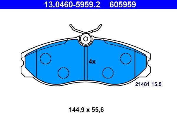 ATE 13.0460-5959.2 - Тормозные колодки, дисковые, комплект parts5.com