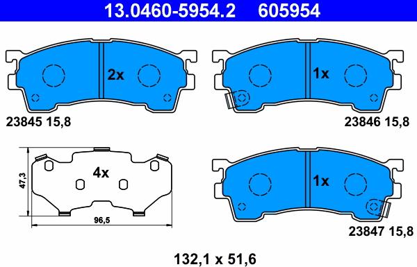 ATE 13.0460-5954.2 - Тормозные колодки, дисковые, комплект parts5.com