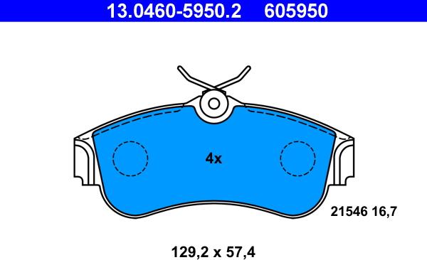 ATE 13.0460-5950.2 - Тормозные колодки, дисковые, комплект parts5.com