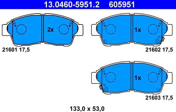 ATE 13.0460-5951.2 - Тормозные колодки, дисковые, комплект parts5.com