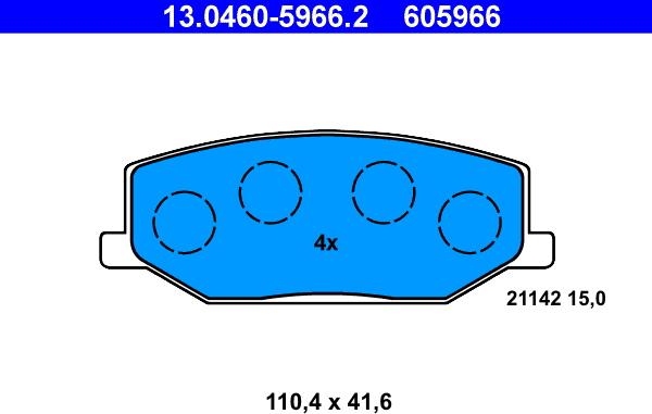 ATE 13.0460-5966.2 - Тормозные колодки, дисковые, комплект parts5.com