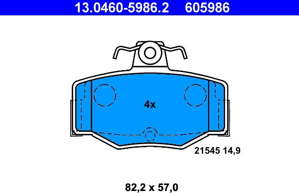 ATE 13.0460-5986.2 - Тормозные колодки, дисковые, комплект parts5.com