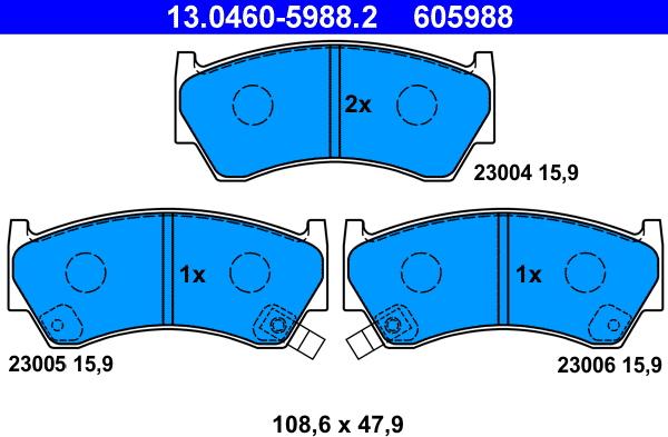 ATE 13.0460-5988.2 - Тормозные колодки, дисковые, комплект parts5.com