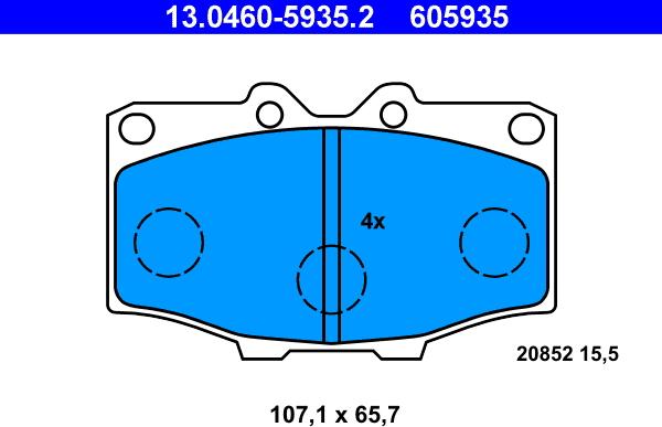 ATE 13.0460-5935.2 - Тормозные колодки, дисковые, комплект parts5.com