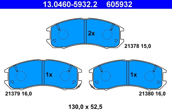 ATE 13.0460-5932.2 - Тормозные колодки, дисковые, комплект parts5.com