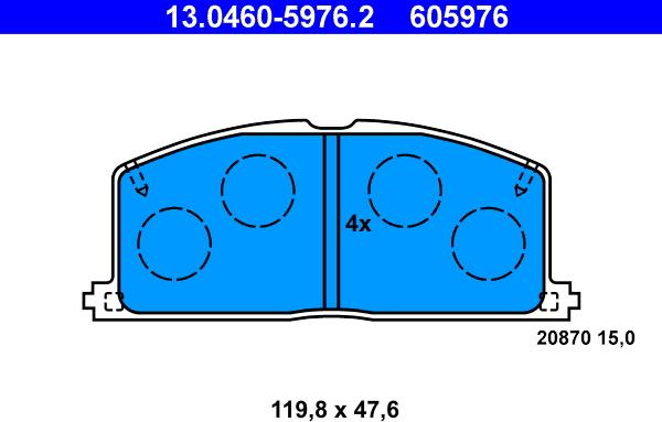 ATE 13.0460-5976.2 - Тормозные колодки, дисковые, комплект parts5.com