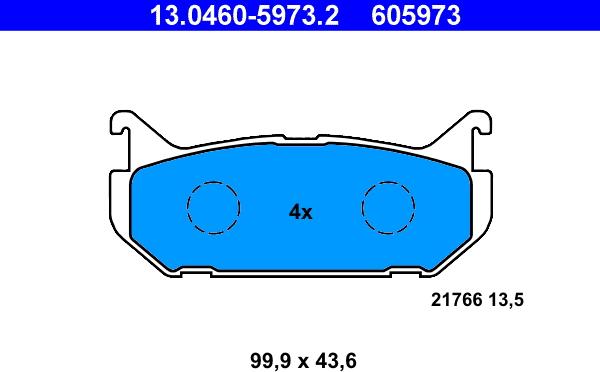 ATE 13.0460-5973.2 - Тормозные колодки, дисковые, комплект parts5.com