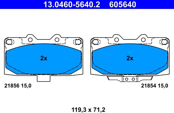 ATE 13.0460-5640.2 - Тормозные колодки, дисковые, комплект parts5.com