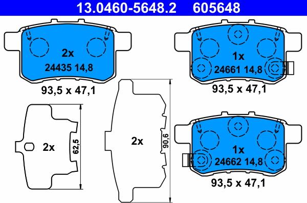 ATE 13.0460-5648.2 - Тормозные колодки, дисковые, комплект parts5.com