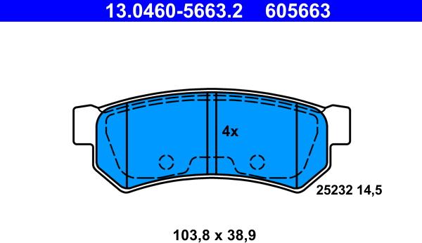 ATE 13.0460-5663.2 - Тормозные колодки, дисковые, комплект parts5.com