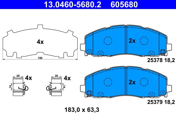 ATE 13.0460-5680.2 - Тормозные колодки, дисковые, комплект parts5.com