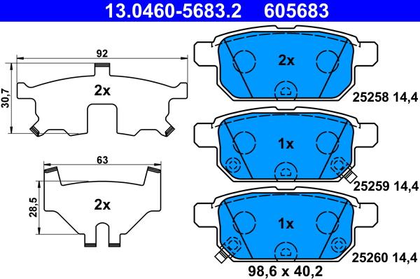 ATE 13.0460-5683.2 - Тормозные колодки, дисковые, комплект parts5.com