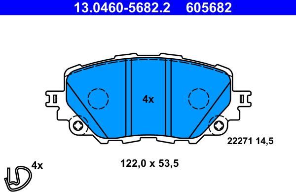 ATE 13.0460-5682.2 - Тормозные колодки, дисковые, комплект parts5.com