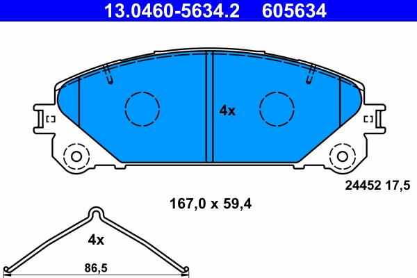 ATE 13.0460-5634.2 - Тормозные колодки, дисковые, комплект parts5.com