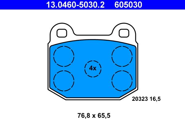 ATE 13.0460-5030.2 - Тормозные колодки, дисковые, комплект parts5.com