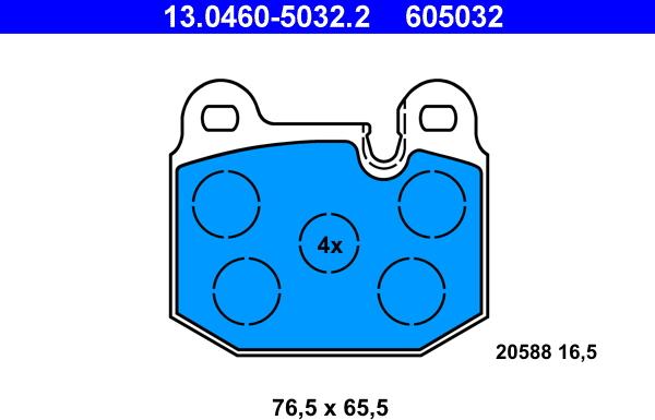 ATE 13.0460-5032.2 - Тормозные колодки, дисковые, комплект parts5.com